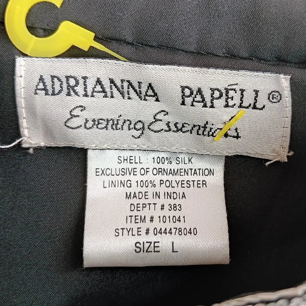 ADRIANNA PAPELL Vintage Beaded Dress-up Jacket Womens Size L Black Silk - Picture 4 of 4